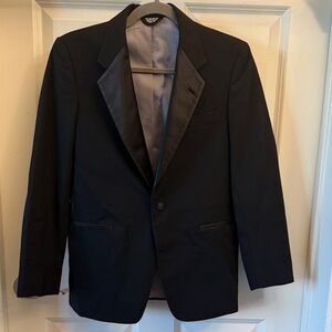 Christian Dior, black tuxedo jacket with satin trim